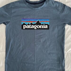 Patagonia® Worn Wear Kid’s P-6 Logo Organic T-Shirt Blue Size XXL 16-18